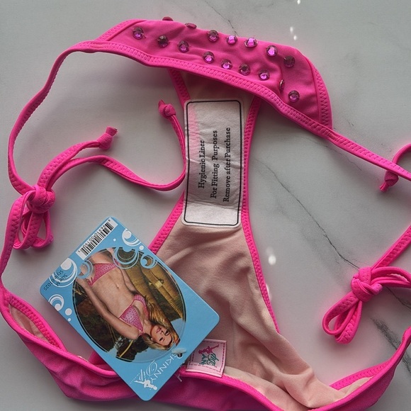 Skinny Dip: Bejeweled Hot Pink Halter Top & Bikini Bottom Set Size S/M​ - Picture 6 of 6